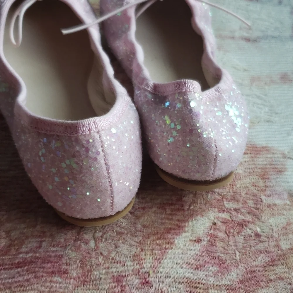 Bloch pink glitter flat ballerina girls shoes 1